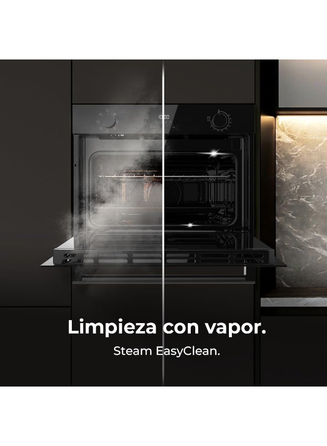 ستارواي فرن كهربائي مدمج من ستارواي، سعة 132 لتر، أبعاده 60 × 90 سم، مزود بخاصية الطهي بالبخار، ومروحة توربو، و10 وظائف، وباب فرن ثلاثي الطبقات، لون فضي. - Image 5